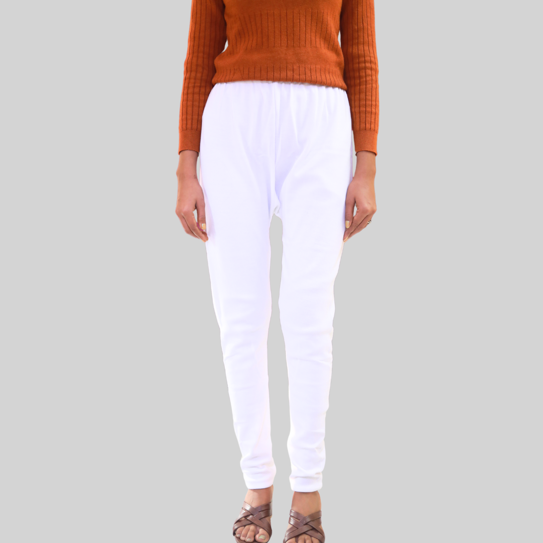 KURTIVERSE White Plus Size Woolen Leggings, Winter Thermal Legging, 30-40 Inch Waist, Stretchable