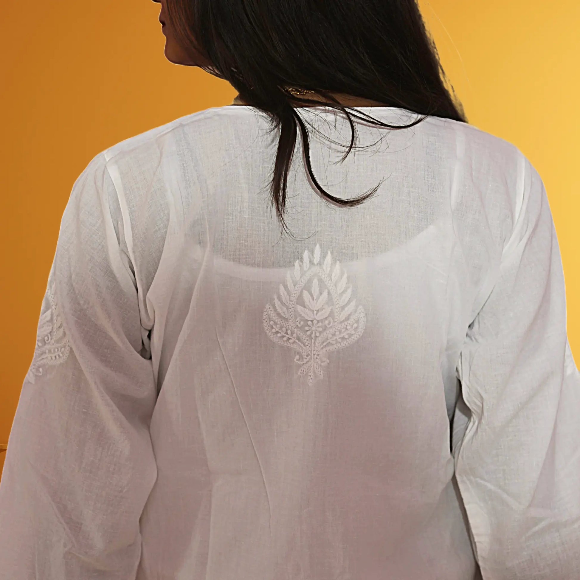 White cotton chikankari kurta Hand embroidered kurti for Festival wear Deepawali Dress FashionByJK