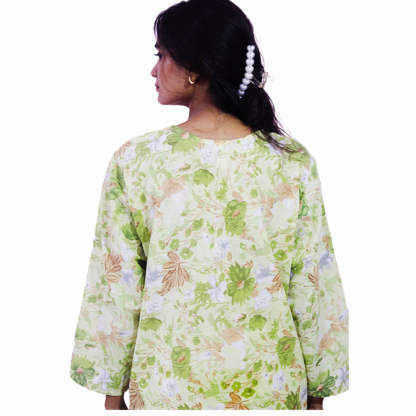 Women Printed Cotton Kurti with Embroidery Machine Work Kurta Top