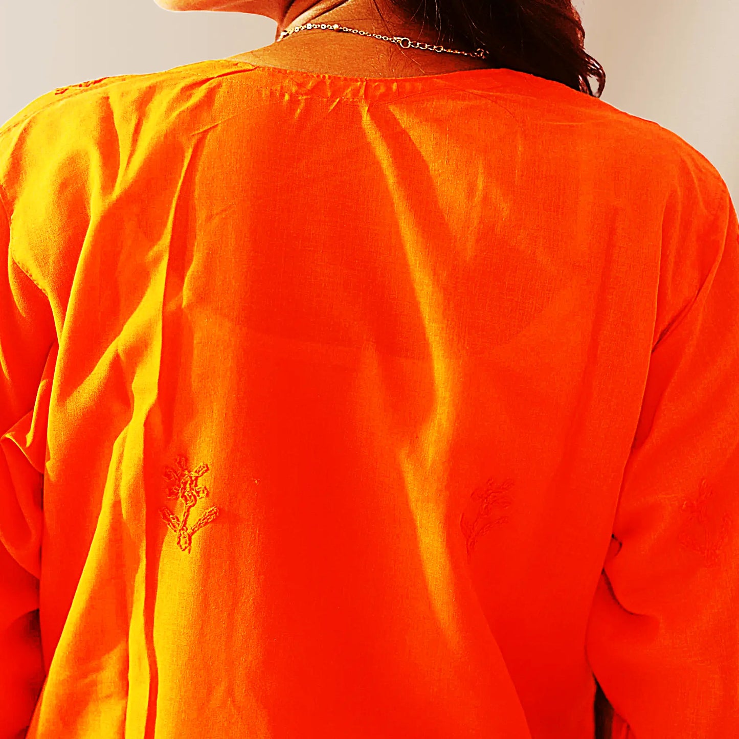 Chikan Cotton Kurti for Women with Net Embroidery Diwali Dress KurtiVerse