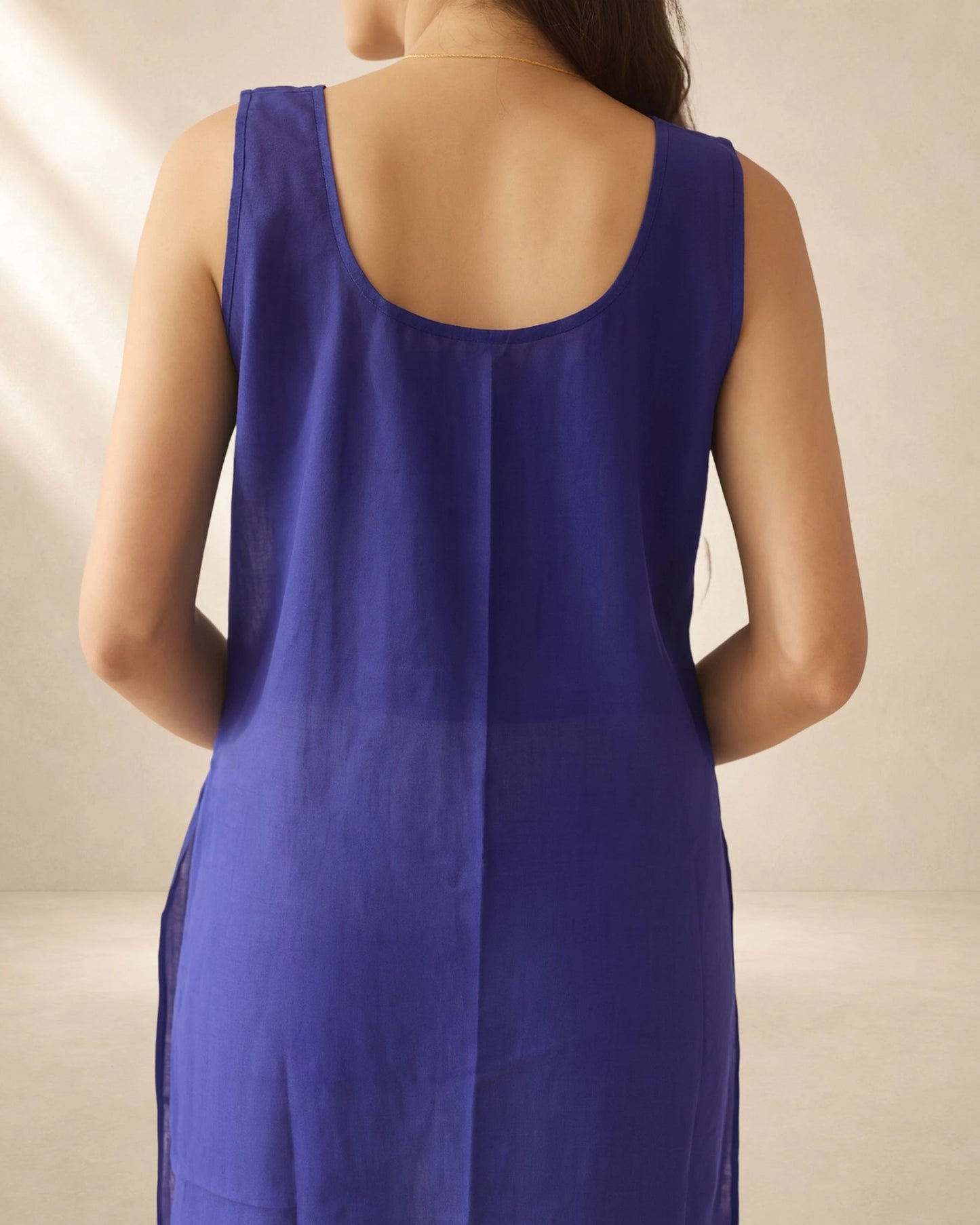 Women’s 41-Inch Long Inner Slip Combo – Royal Blue & White (Pack of 2)