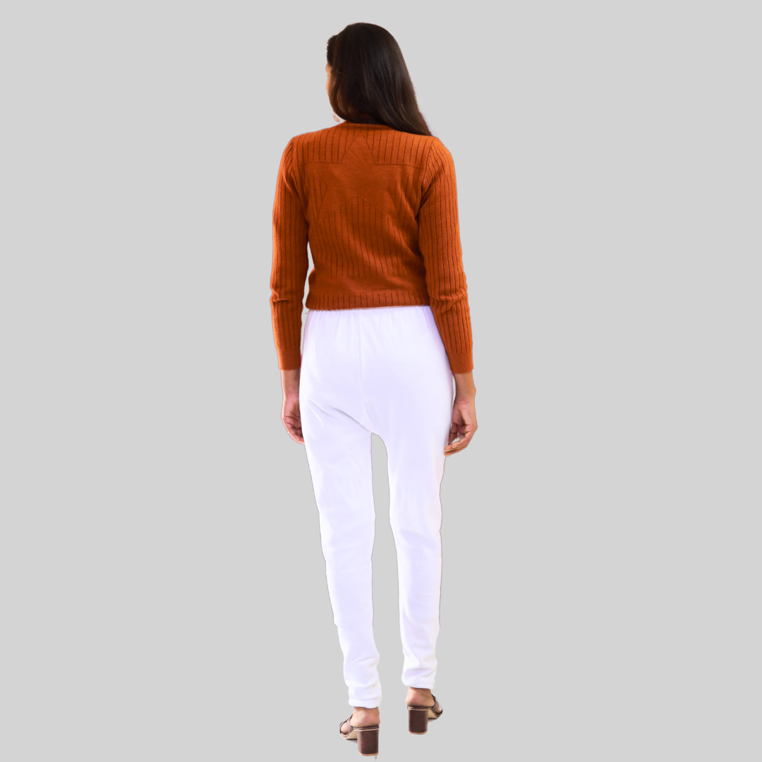 KURTIVERSE White Plus Size Woolen Leggings, Winter Thermal Legging, 30-40 Inch Waist, Stretchable