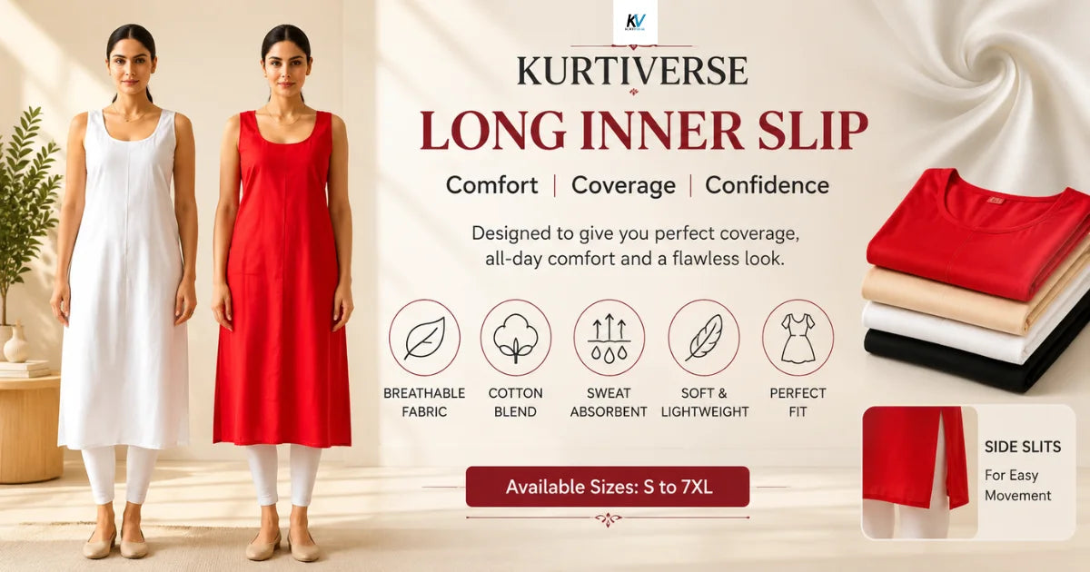 Long Women's Slip for Women – Soft, Comfortable & Breathable | KURTIVERSE