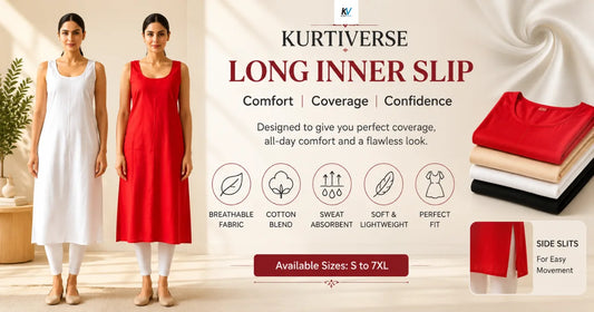 Long Women's Slip for Women – Soft, Comfortable & Breathable | KURTIVERSE