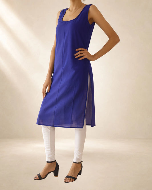 KURTIVERSE Women’s Poly Cotton Full-Length Inner Slip Royal Blue Color | 41 Inch | Sizes S–3XL: