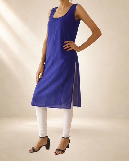 Women’s 41-Inch Long Inner Slip Combo – Royal Blue & White (Pack of 2)