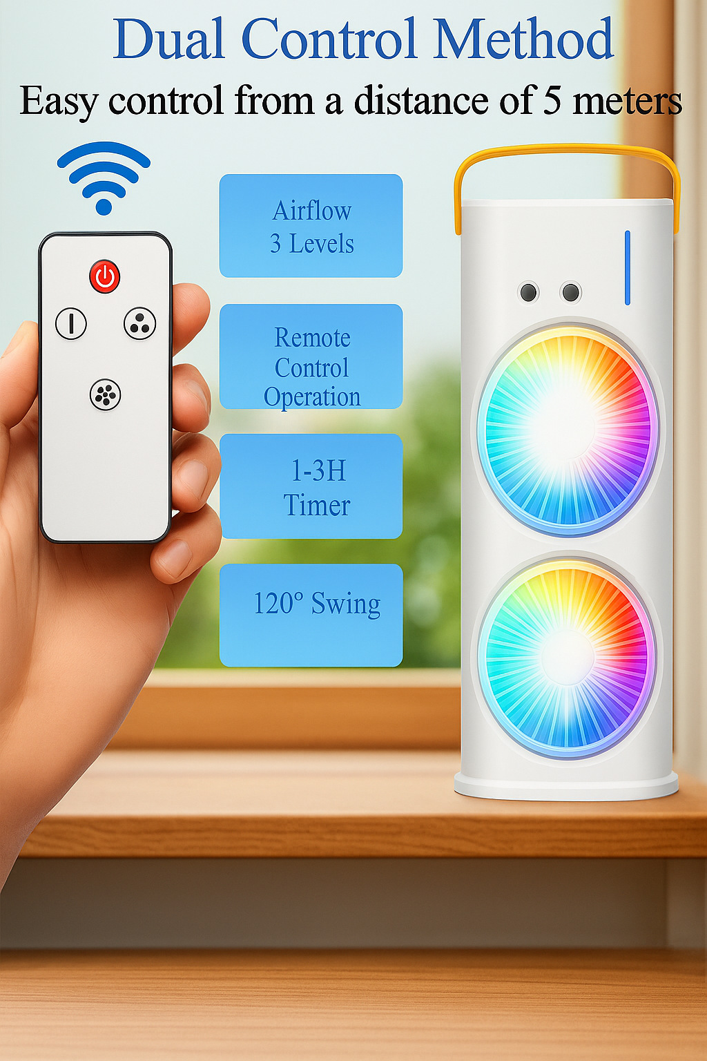 Double-Ended Mist Spray Cooler Fan Rechargeable Portable Handheld Mini Fan with Water Mist