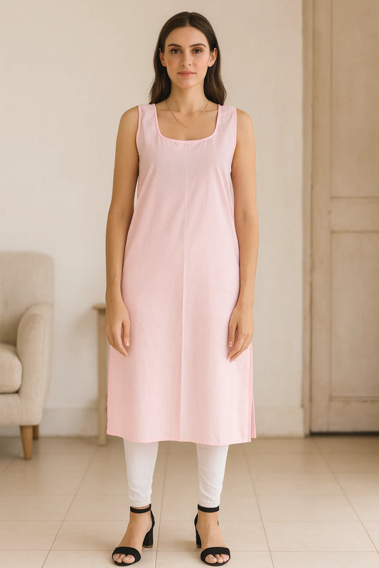 KURTIVERSE Women’s Poly Cotton Full-Length Inner Slip Pink Color | 41 Inch | Sizes S–3XL: