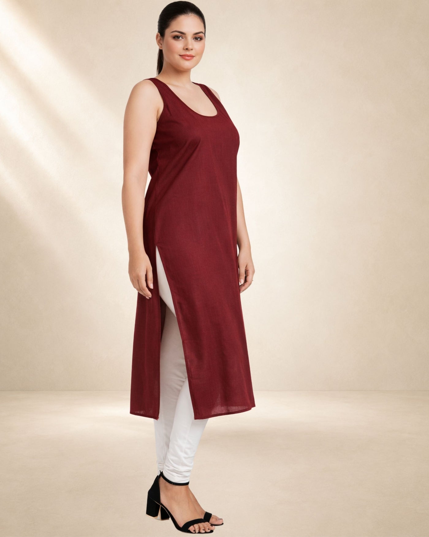 KURTIVERSE Women’s Poly Cotton Full-Length Inner Slip Maroon Color | 41 Inch | Sizes 4XL–7XL