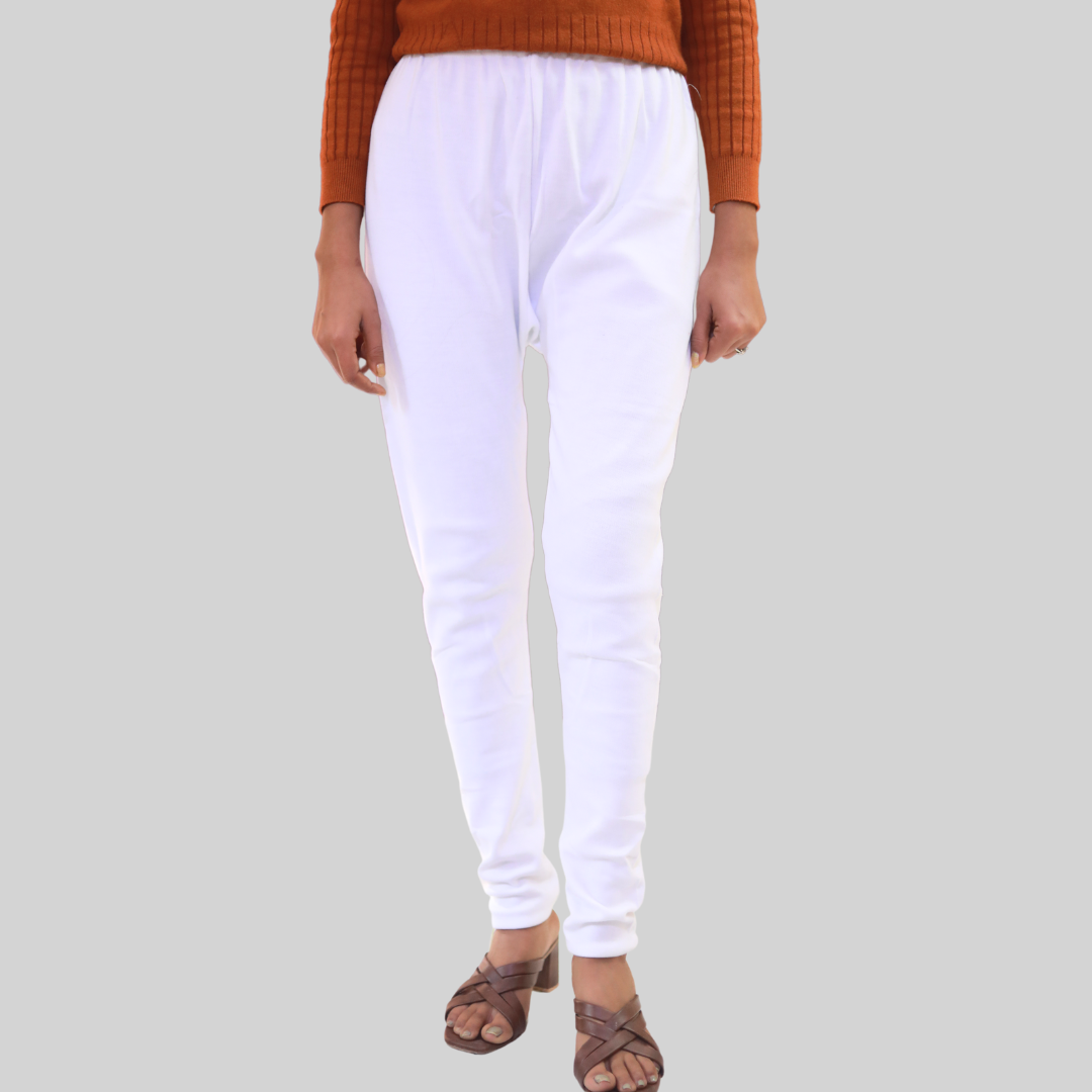 KURTIVERSE White Plus Size Woolen Leggings, Winter Thermal Legging, 30-40 Inch Waist, Stretchable