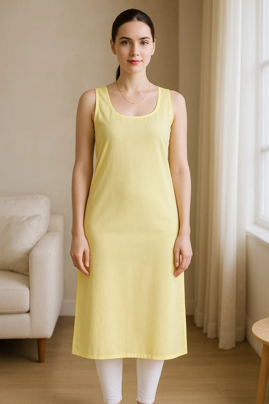 KURTIVERSE Women’s Poly Cotton Full-Length Inner Slip Mustard Yellow Color | 41 Inch | Sizes S–3XL: