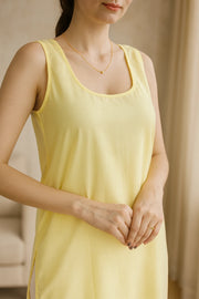 KURTIVERSE Women’s Poly Cotton Long Inner Slip Combo Pack of 2 with Side Slit | Yellow & White