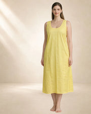 KURTIVERSE Plus Size Women Anarkali Yellow Inner Slip | Poly Cotton | 43 Inch Long