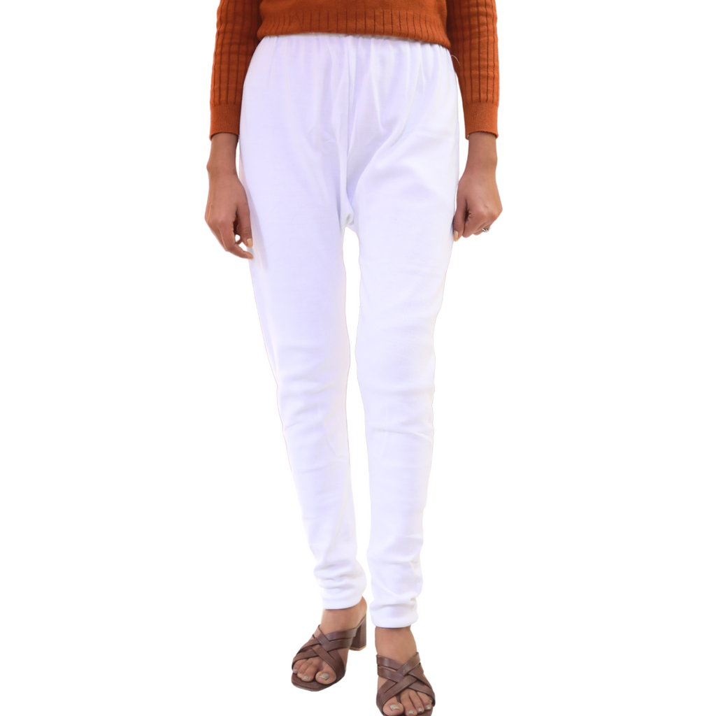 KURTIVERSE White Plus Size Woolen Leggings, Winter Thermal Legging, 30-40 Inch Waist, Stretchable