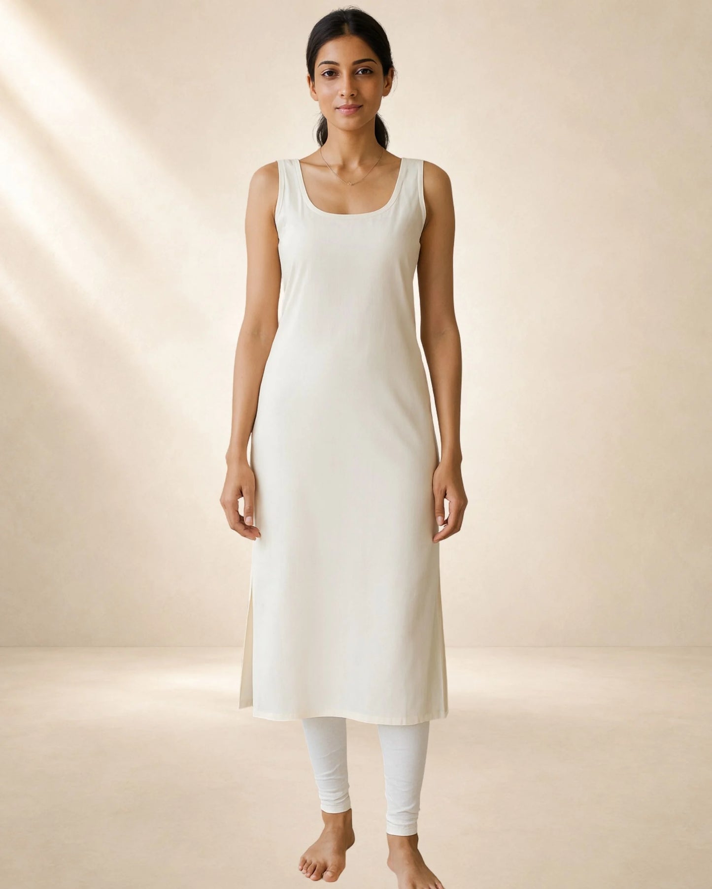 Women’s 41-Inch Long Inner Slip Combo – White & Black (Pack of 2)