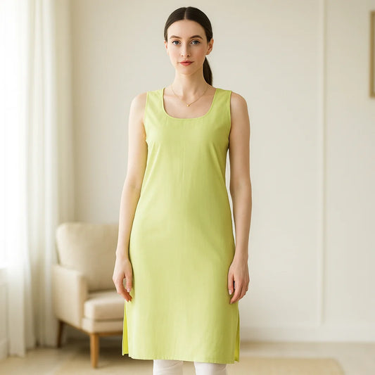 KURTIVERSE Women’s Poly Cotton Full-Length Inner Slip Mustard Pista Green Color | 41 Inch | Sizes S–3XL:
