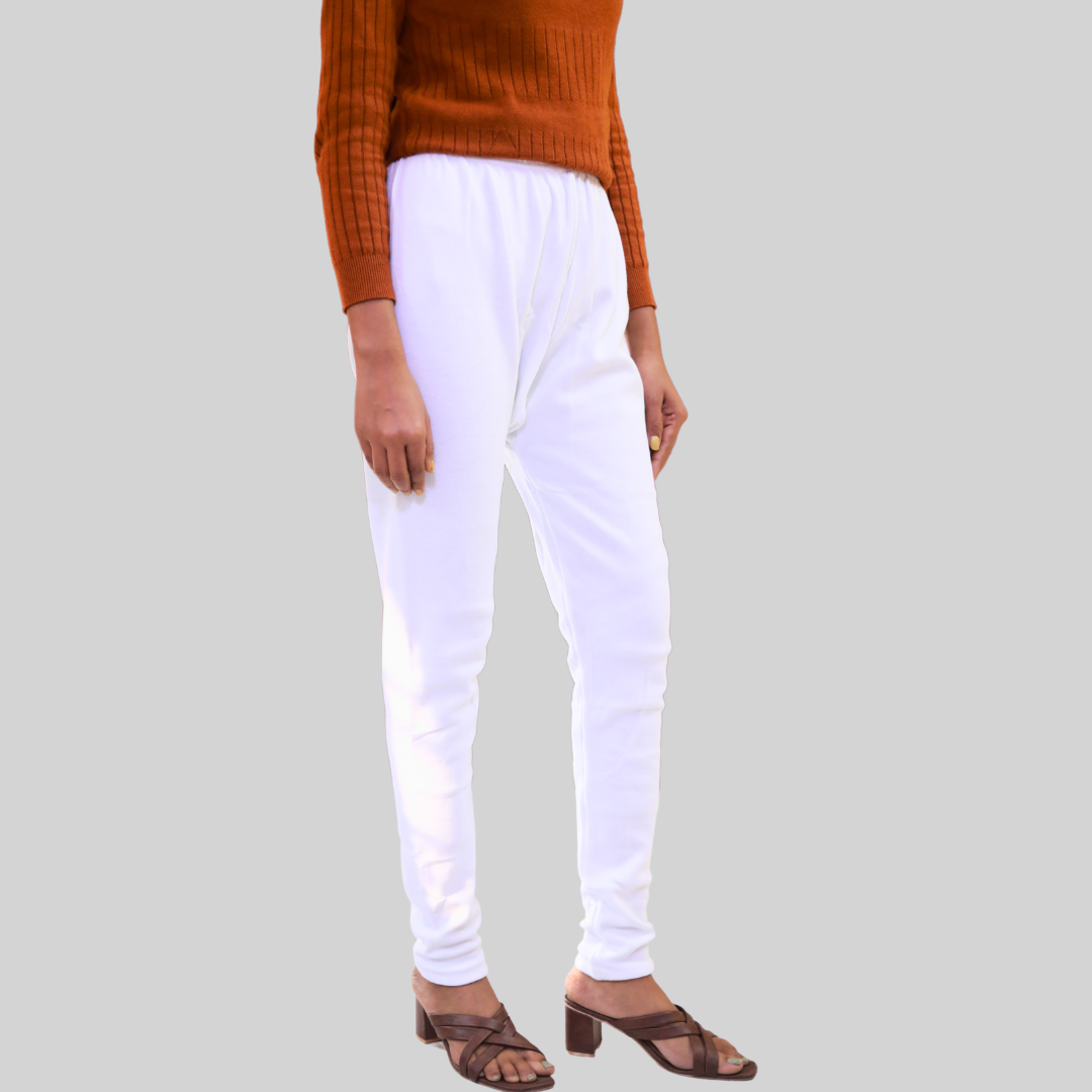 KURTIVERSE White Plus Size Woolen Leggings, Winter Thermal Legging, 30-40 Inch Waist, Stretchable