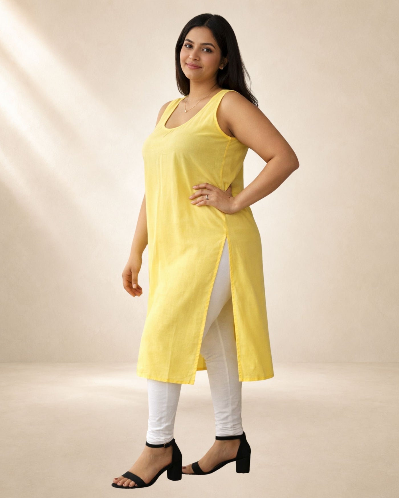 KURTIVERSE Women’s Poly Cotton Full-Length Inner Slip Fawn Yellow Color | 41 Inch | Sizes 4XL–7XL