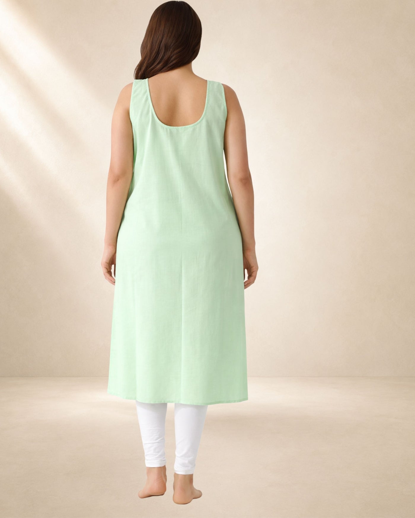 KURTIVERSE Women’s Poly Cotton Full-Length Inner Slip Sea Green Color | 41 Inch | Sizes 4XL–7XL