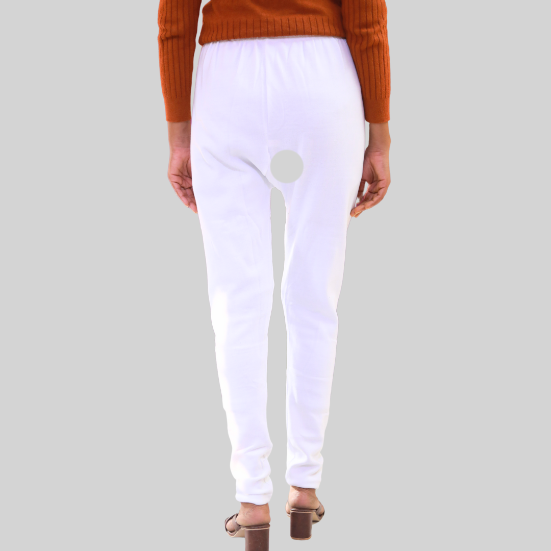 KURTIVERSE White Plus Size Woolen Leggings, Winter Thermal Legging, 30-40 Inch Waist, Stretchable
