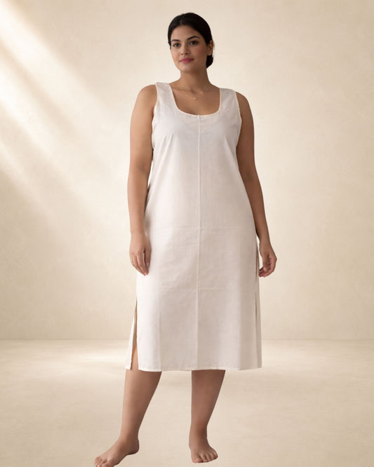 KURTIVERSE Cream Plus Size Long Inner Slip for Women | 41 Inch Full Length Cotton Blend Inner Slip for Kurti | Sizes 4XL to 7XL