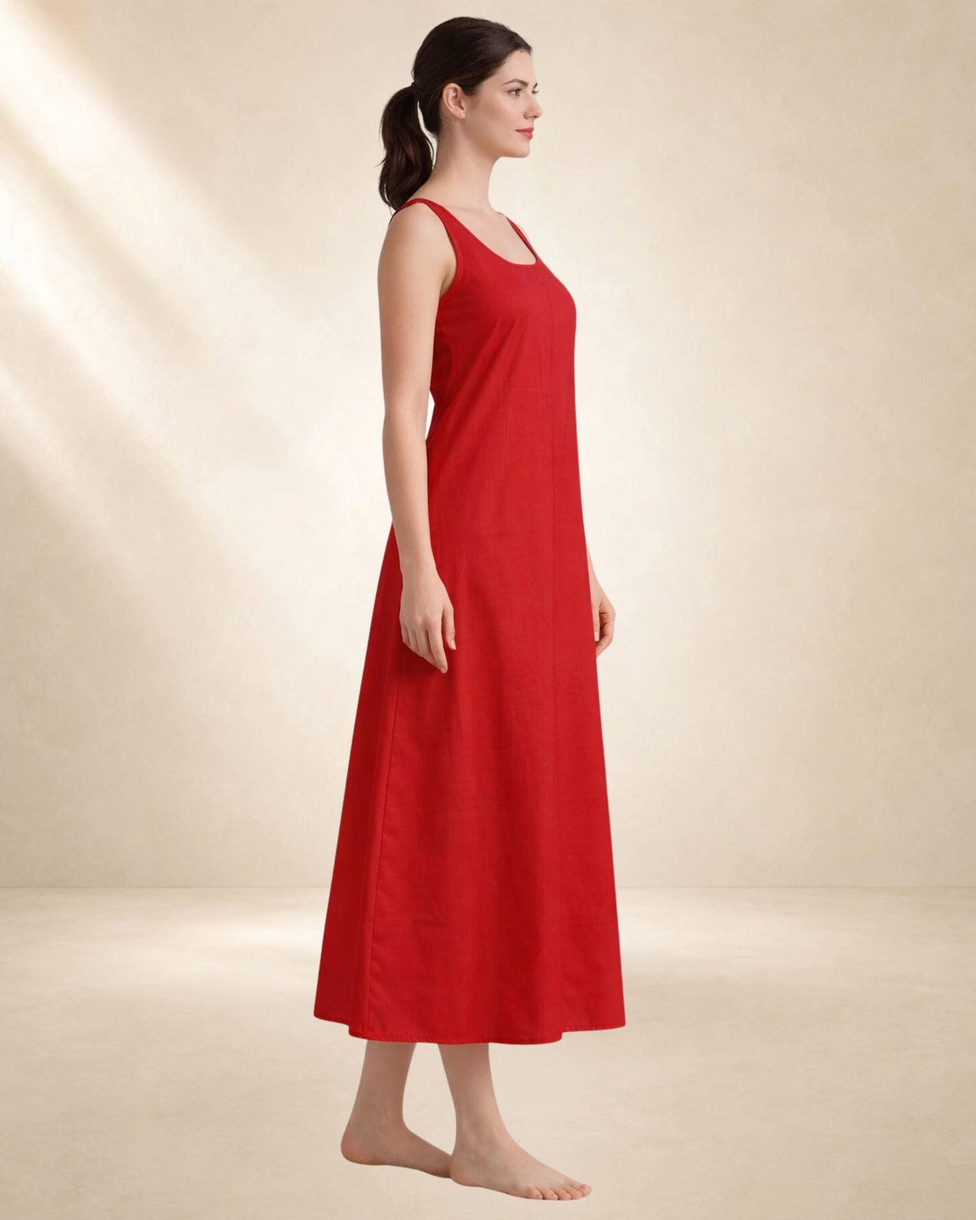 KURTIVERSE Women Red Poly Cotton Anarkali A-Line Inner Slip, 43 Inch Long