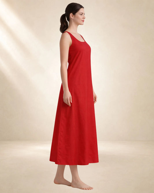 KURTIVERSE Women Red Poly Cotton Anarkali A-Line Inner Slip, 43 Inch Long
