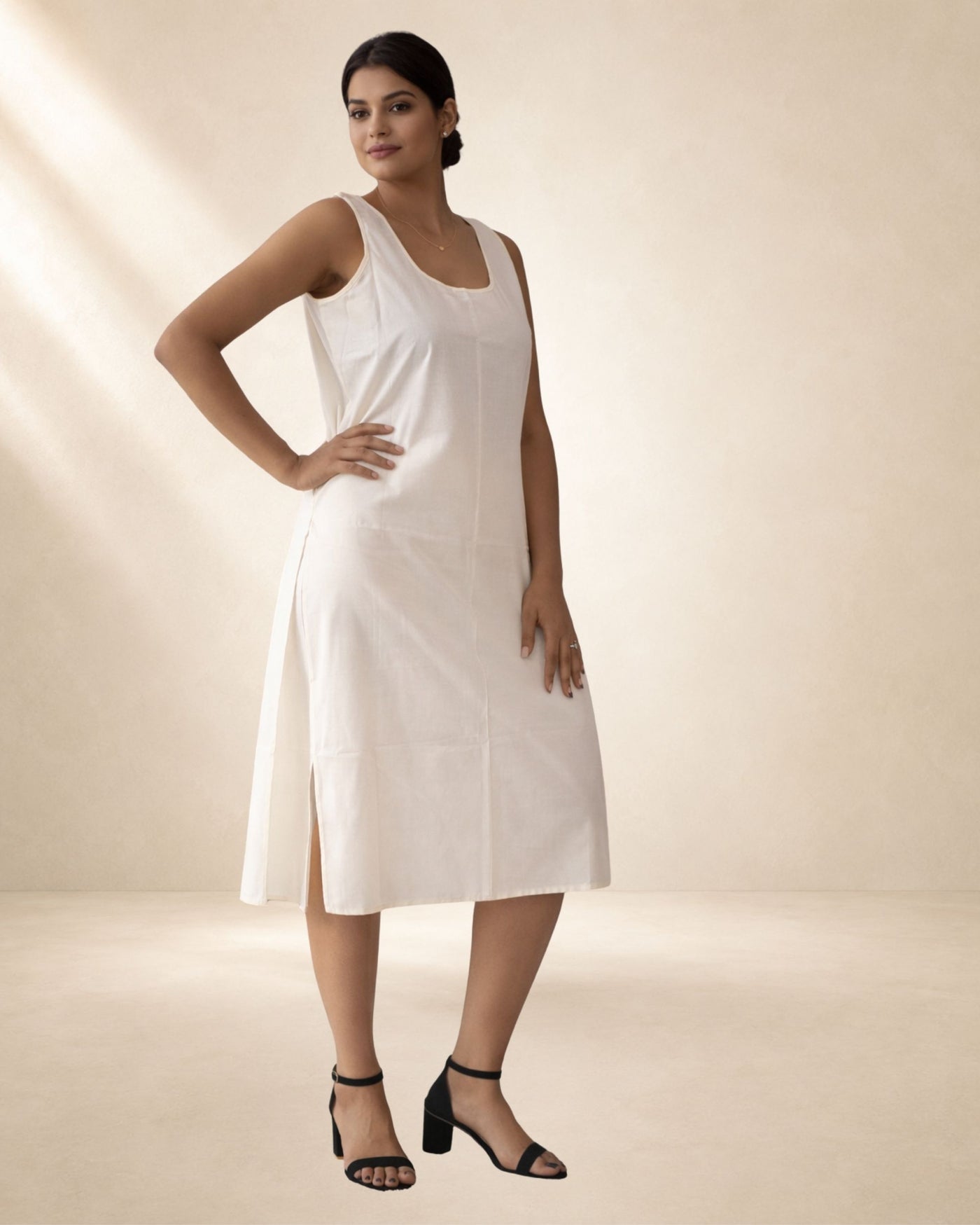 KURTIVERSE Women’s Poly Cotton Full-Length Inner Slip Cream Color | 41 Inch | Sizes 4XL–7XL
