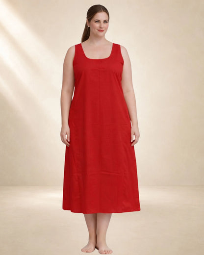 KURTIVERSE Plus Size Women Anarkali Red Inner Slip | Poly Cotton | 43 Inch Long