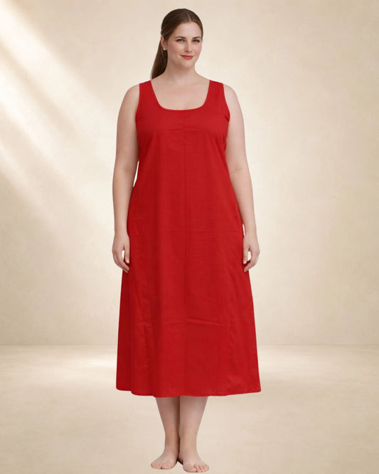 KURTIVERSE Plus Size Women Anarkali Red Inner Slip | Poly Cotton | 43 Inch Long
