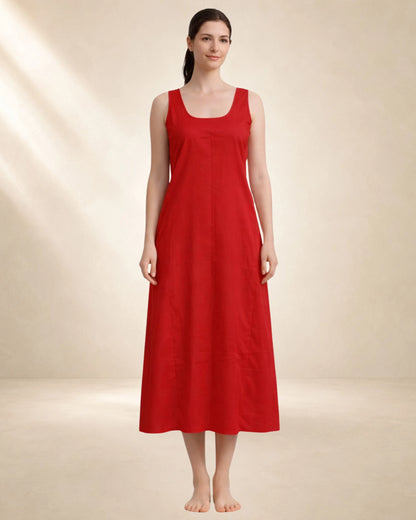 KURTIVERSE Women Red Poly Cotton Anarkali A-Line Inner Slip, 43 Inch Long