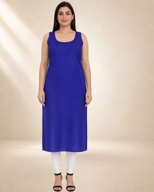 KURTIVERSE Royal Blue Plus Size Long Inner Slip for Women | 41 Inch Full Length Poly Cotton Kurti Inner Slip | 4XL-7XL