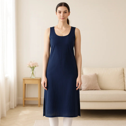 KURTIVERSE Women’s Poly Cotton Full-Length Inner Slip Mustard Navy Blue Color | 41 Inch | Sizes S–3XL: