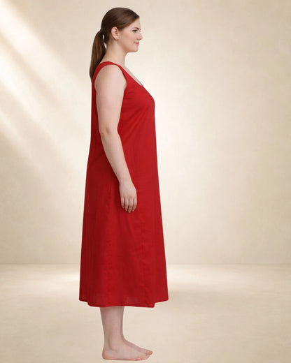 KURTIVERSE Plus Size Women Anarkali Red Inner Slip | Poly Cotton | 43 Inch Long