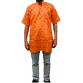 KURTIVERSE Jai Shree Ram Printed Men's Cotton Blend Kurta – Half Sleeve