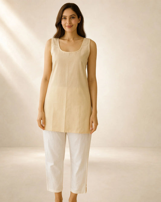 KURTIVERSE Women’s Short Length Inner Slip for Kurti & Dresses | Beige Color | Poly Cotton Fabric | 28 Inch Length | Sizes S to 3XL