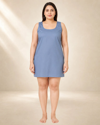 KURTIVERSE Grey Plus Size Poly Cotton Short Inner Slip for Women – 28 Inch