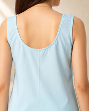 KURTIVERSE Women’s Poly Cotton Long Inner Slip Combo Pack of 2 with Side Slit | Sky Blue & Black