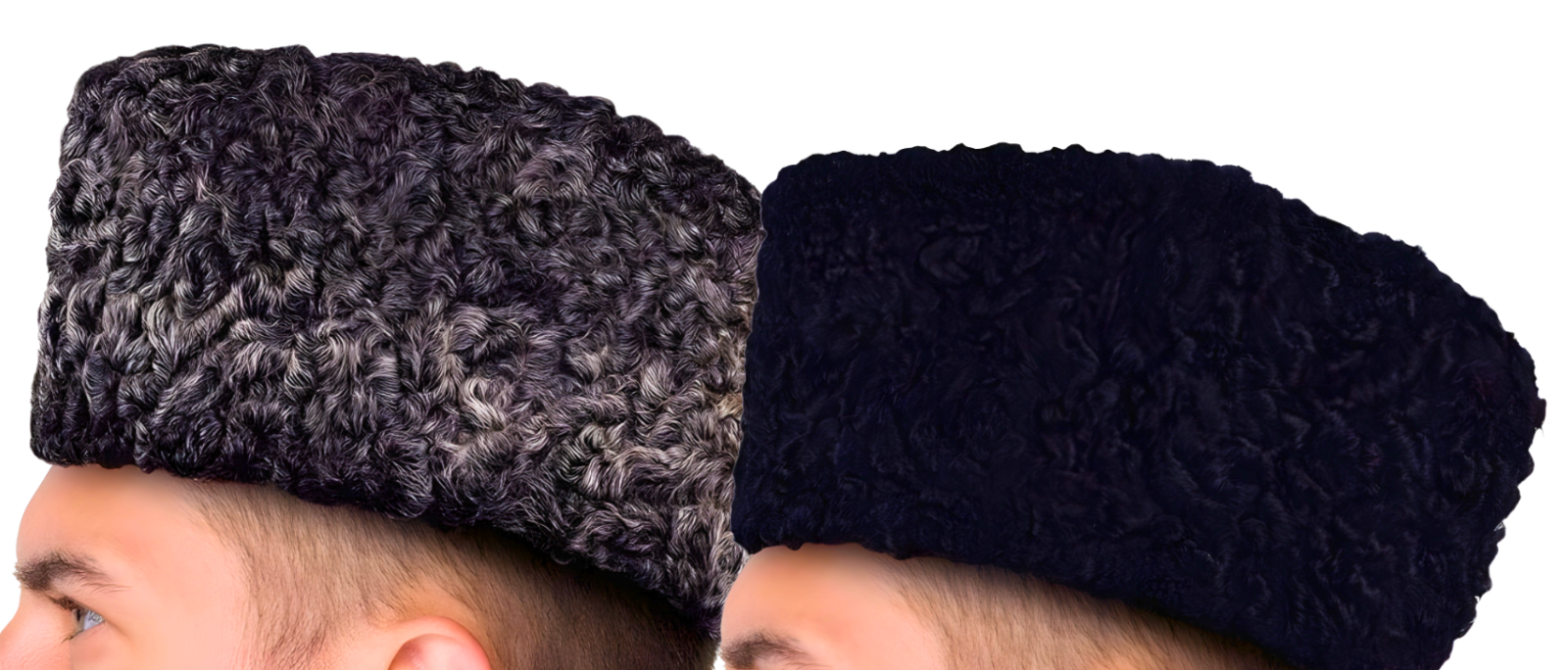 KURTIVERSE Black & Grey Karakuli Cap for Men Winter Original Fur Cap