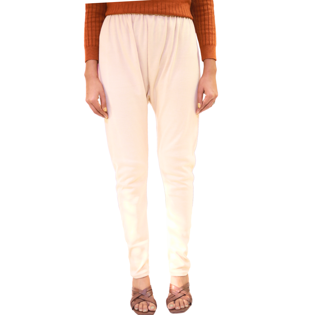 KURTIVERSE Beige Plus Size Woolen Leggings, Winter Thermal Legging, 30-40 Inch Waist, Stretchable