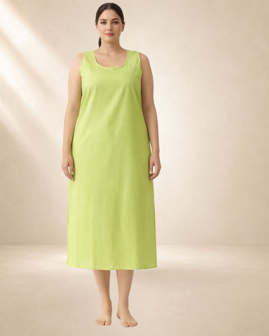 KURTIVERSE Pista Green Plus Size Long Inner Slip for Women | 41 Inch Full Length Soft Innerwear for Kurti | Sizes 4XL-7XL