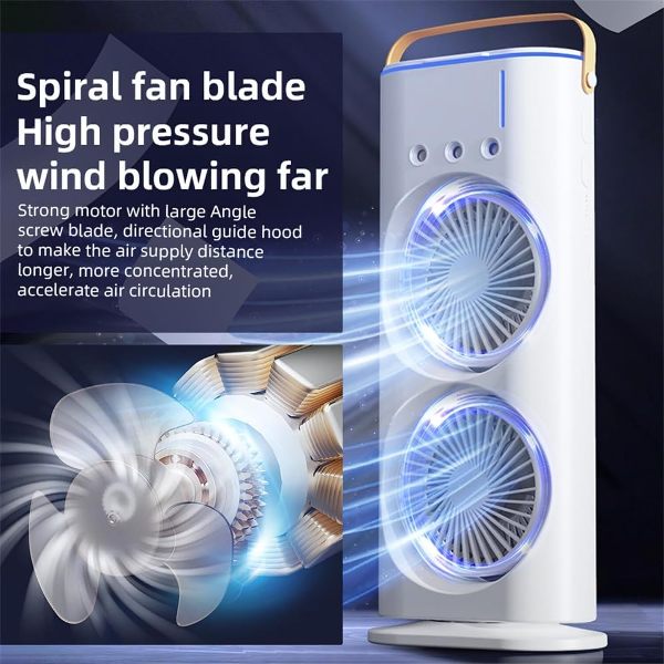 Personal Air Cooler USB Rechargeable Mist Spray Fan with 7 LED Colors for Summer
