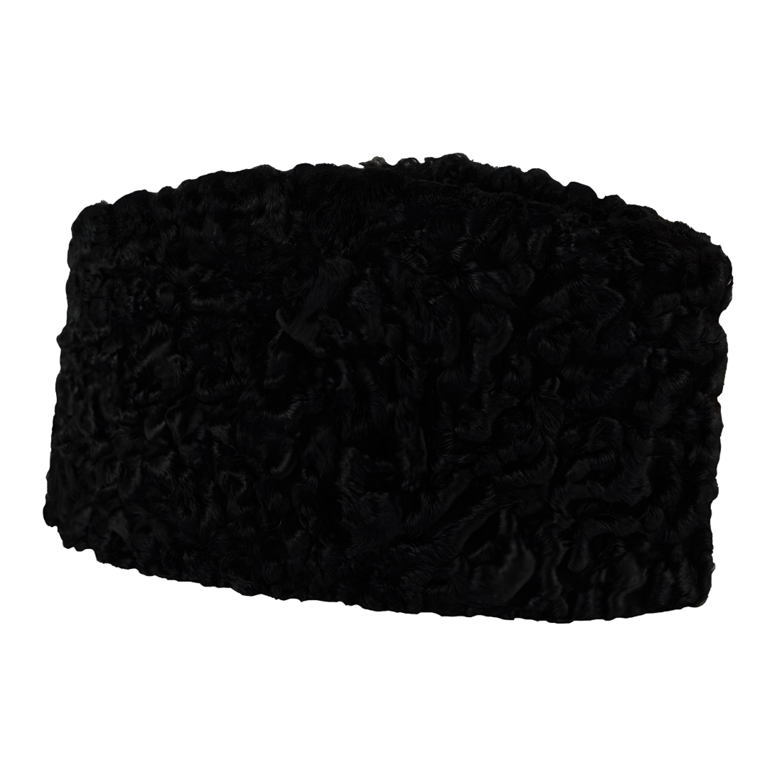 KURTIVERSE Black & Grey Karakuli Cap for Men Winter Original Fur Cap