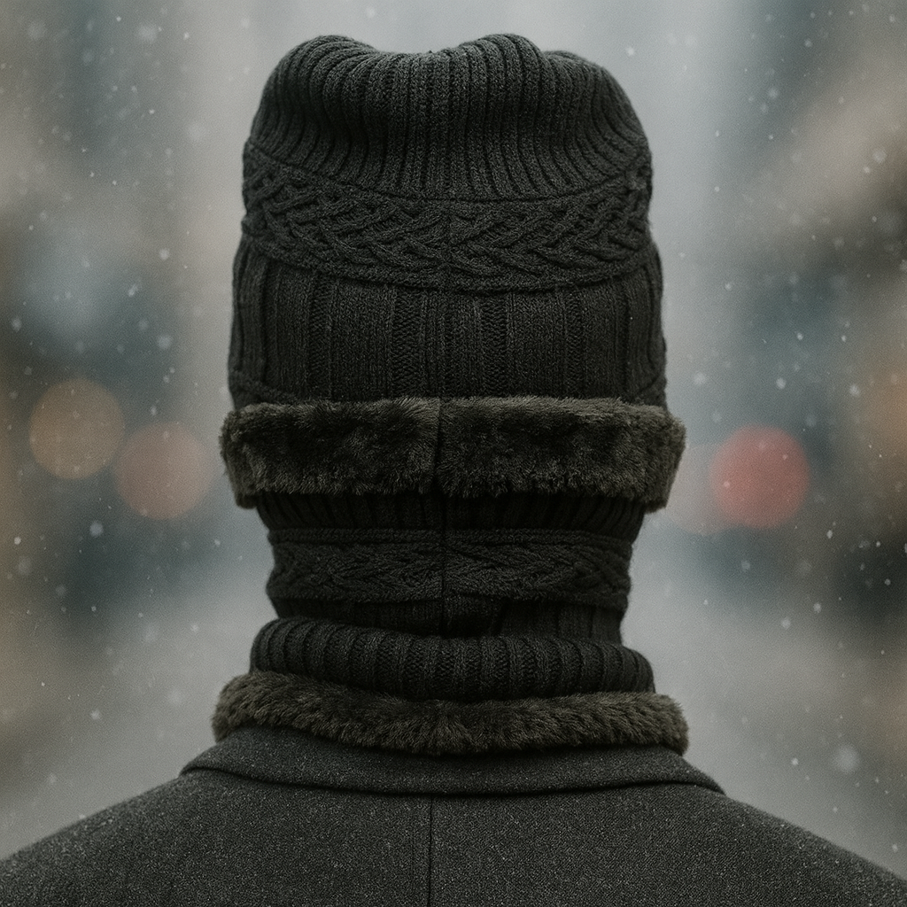 Kurtiverse Oversized Winter Beanie Cap & Neck Warmer Set — Street Style XL Knit Hat + Fleece Muffler | Unisex Big Head Fit | Comfort Warmth for City Winters