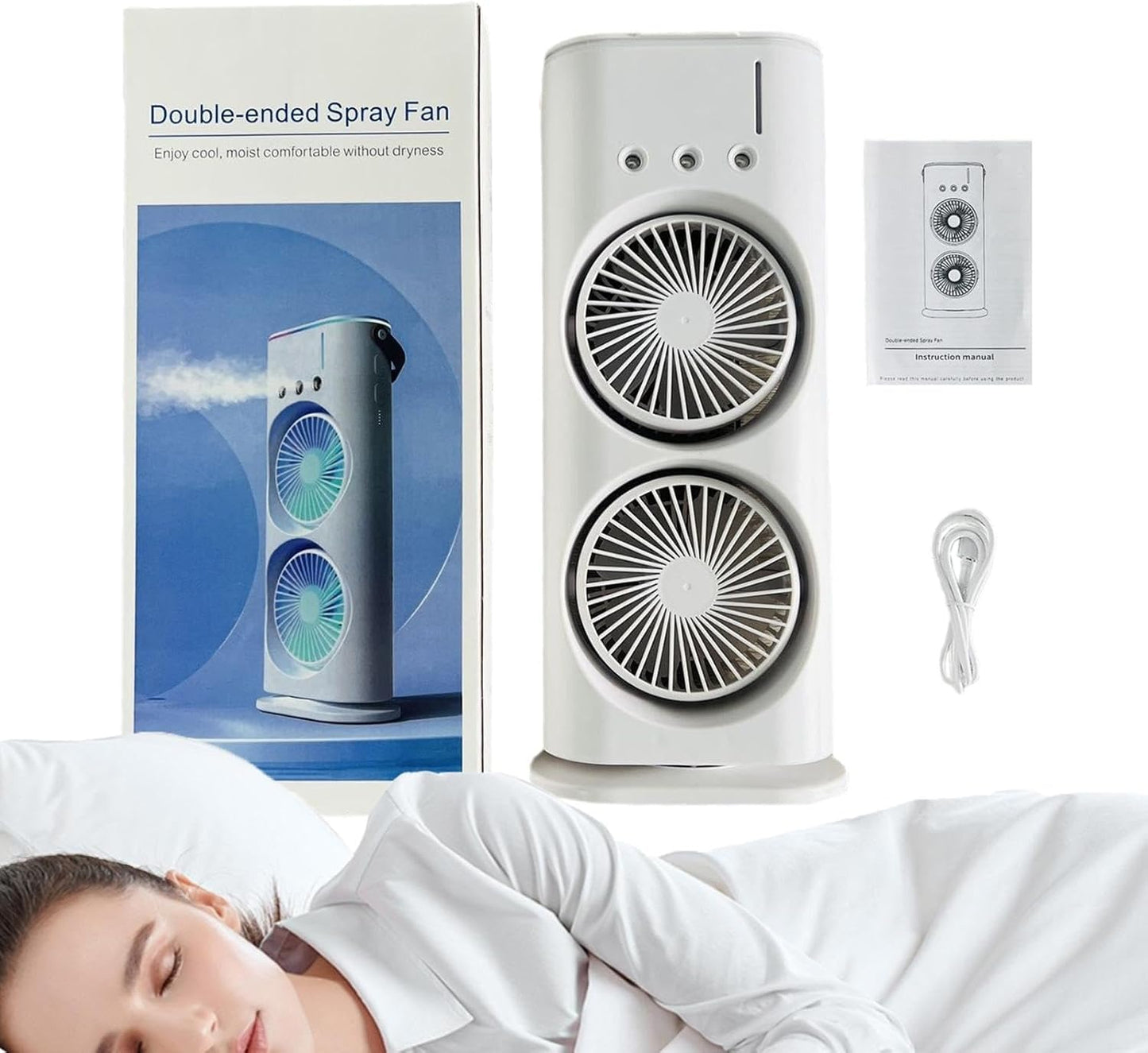 Personal Air Cooler USB Rechargeable Mist Spray Fan with 7 LED Colors for Summer