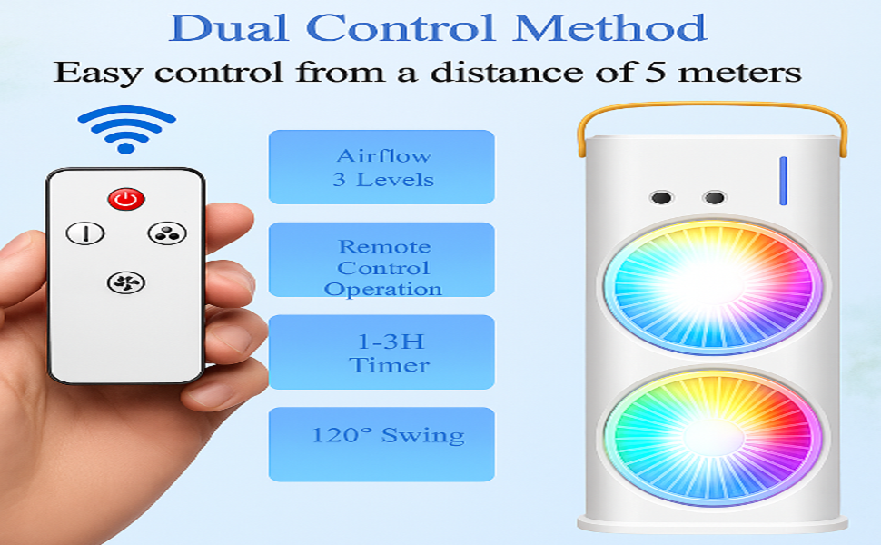 Personal Air Cooler USB Rechargeable Mist Spray Fan with 7 LED Colors for Summer