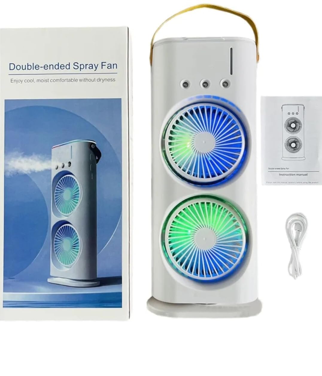 Personal Air Cooler USB Rechargeable Mist Spray Fan with 7 LED Colors for Summer