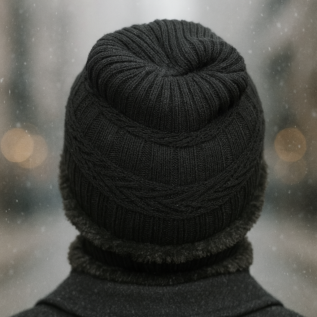 Kurtiverse Oversized Winter Beanie Cap & Neck Warmer Set — Street Style XL Knit Hat + Fleece Muffler | Unisex Big Head Fit | Comfort Warmth for City Winters