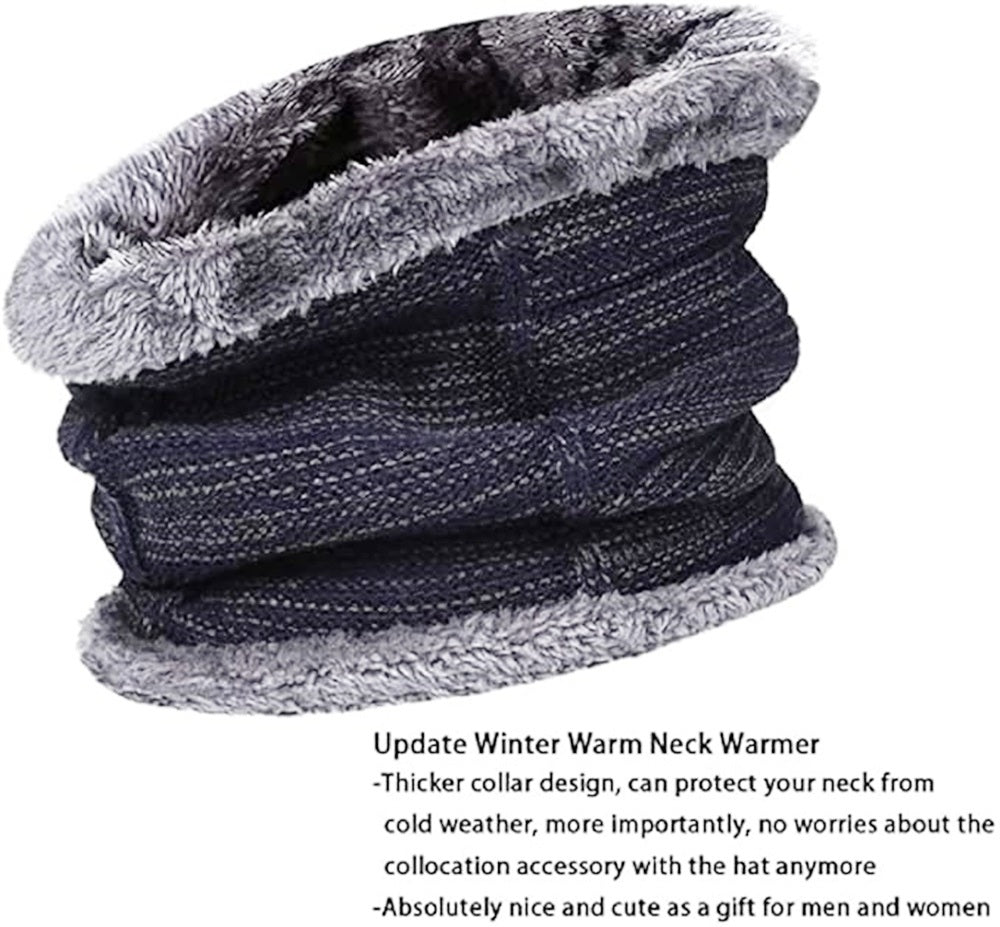 KURTIVERSE Grey & Black Woolen Cap Neck Warmer Set Combo Pack Of 2