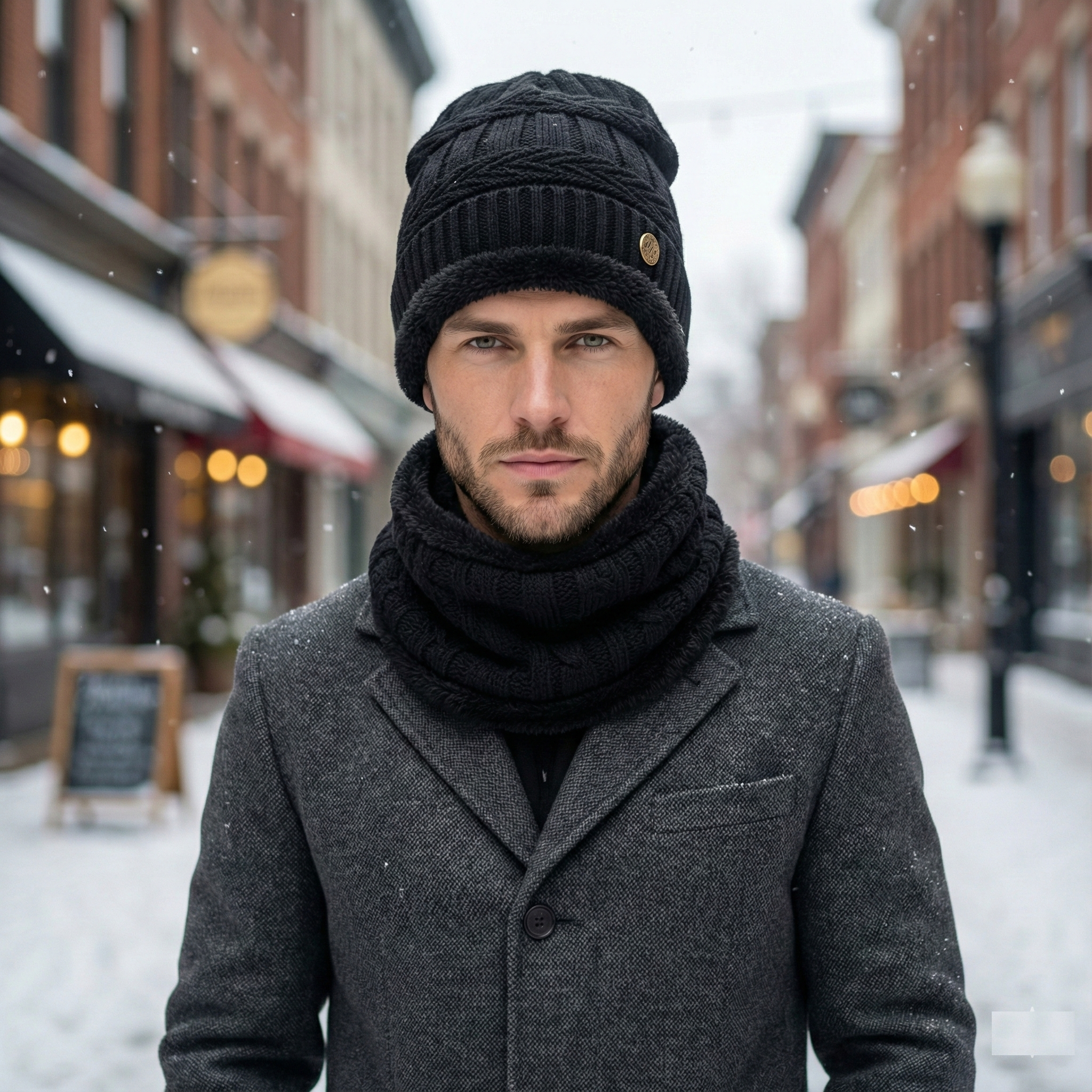 Kurtiverse Oversized Winter Beanie Cap & Neck Warmer Set — Street Style XL Knit Hat + Fleece Muffler | Unisex Big Head Fit | Comfort Warmth for City Winters